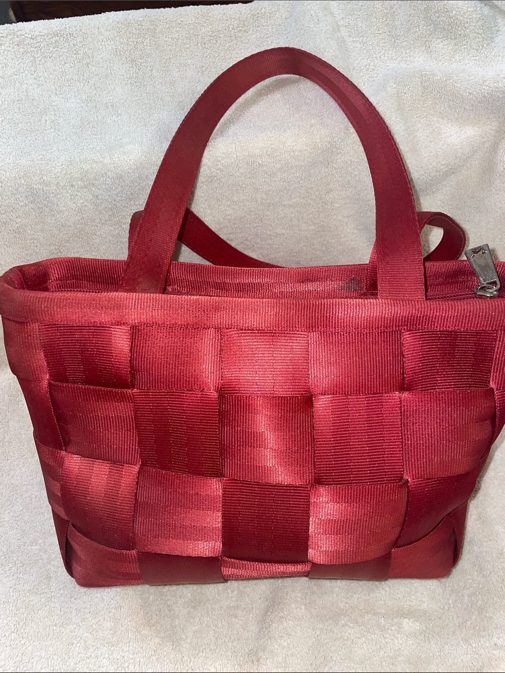 Harveys Red Woven Ribbon Tote